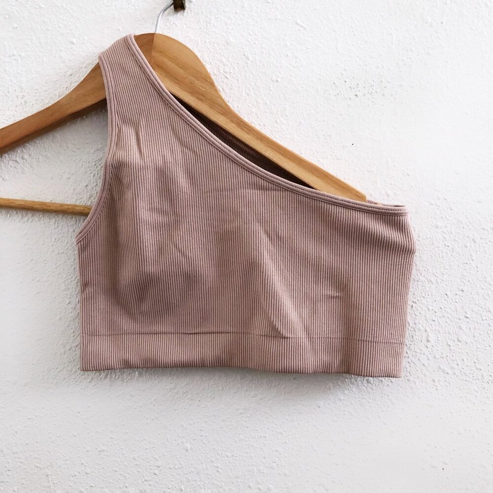 SET ACTIVE Scultpflex Ribbed Amethyst One Shoulder Bra + Leggings Size‎ Small - Picture 2 of 13